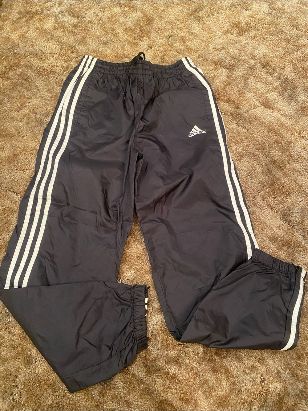 adidas Black Jogger Pants with White Side 3 Stripes - Kids Vintage Swishy